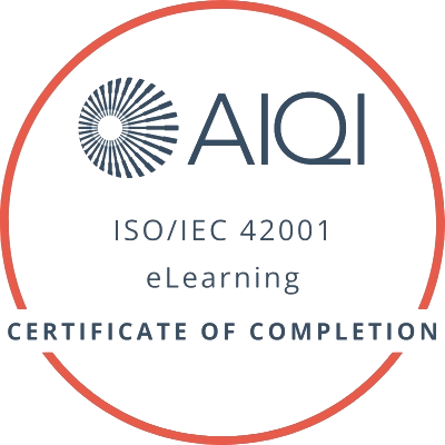 AIQI ISO/IEC 42001 eLearning Certificate of Completion